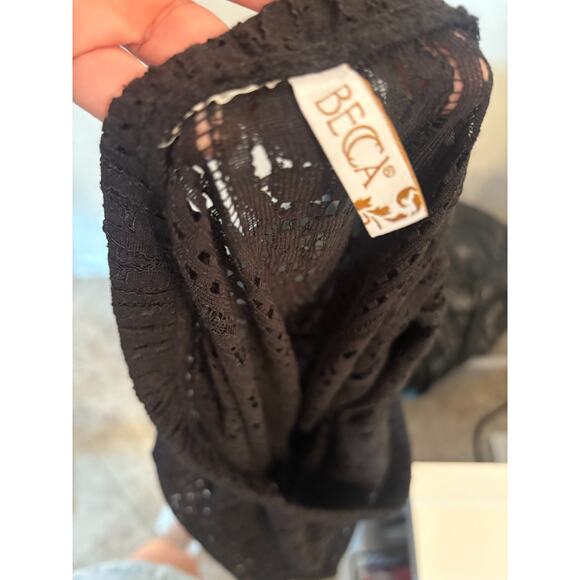 BECCA Women's Black Smocked Waist Cover up Dress Size small 2-6 - Picture 3 of 3